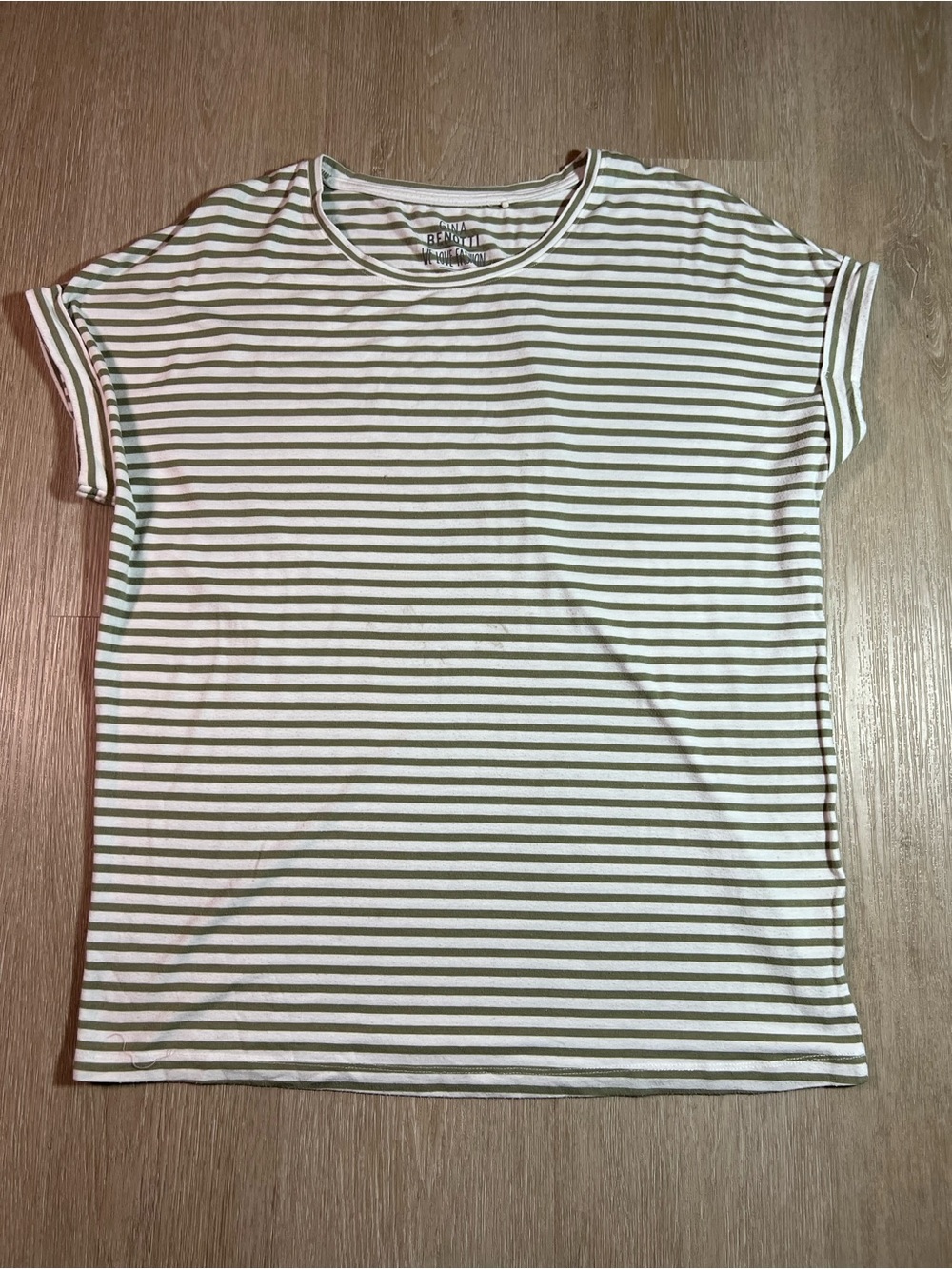 🌹FREE with Purchase🌹 Gina Benotti Striped Oversized Rolled Sleeve Tee - STAINED